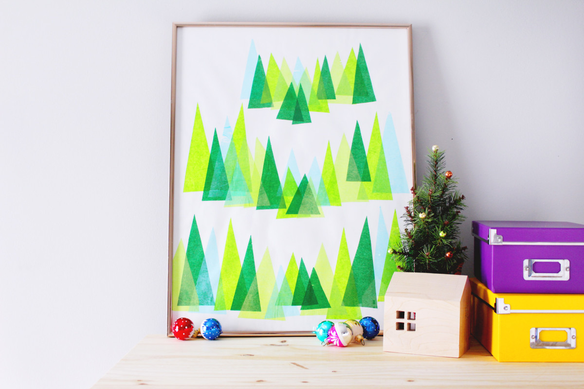 DIY Winter Pine Tree Art | Fish & Bull