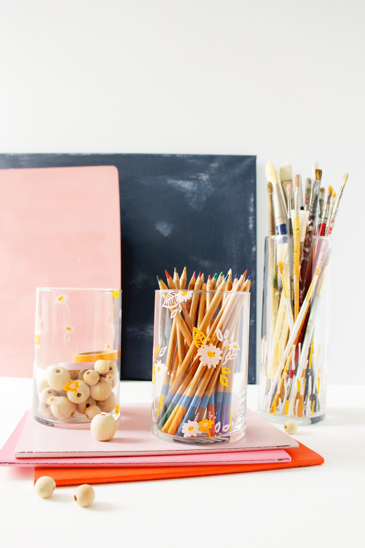 Create a DIY Floral Doodle Pencil Cup to keep your desk cute + clutter free | Fish & Bull
