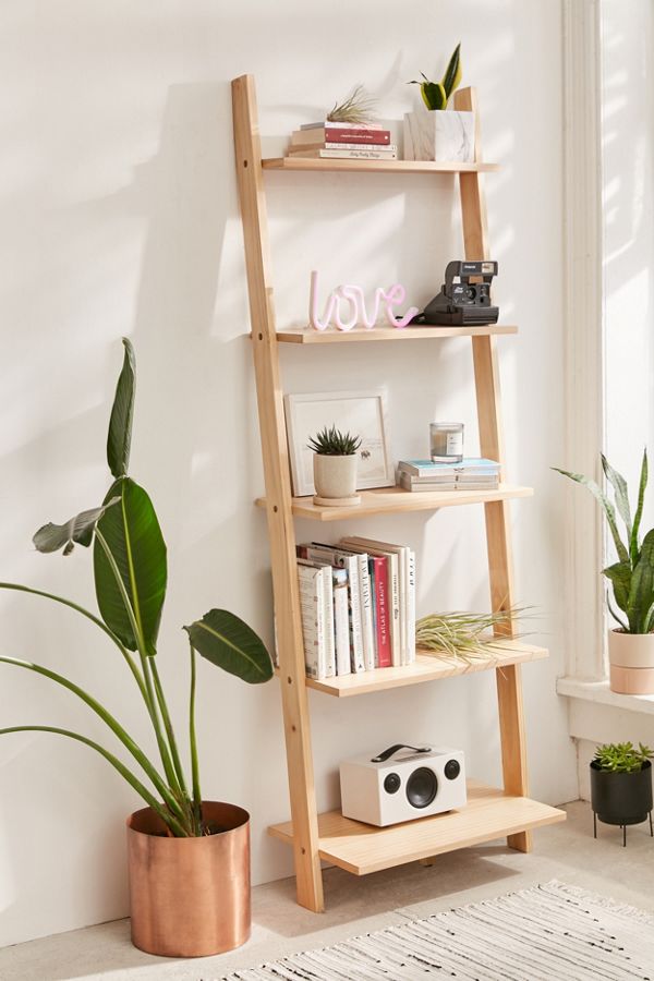 Pine store ladder bookshelf